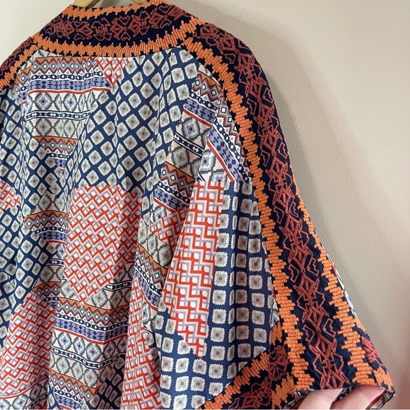 TOLANI Embroidered Modal Patchwork Print Kimono, One Size - Picture 5 of 11